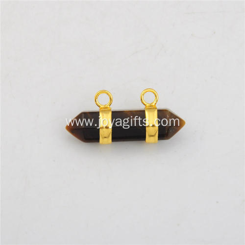 Charm&Fashion Tiger Eye Stone Hexagonal Pendant with 18K Gold Plated